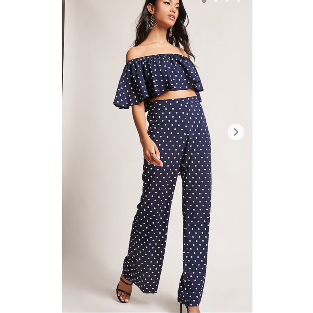 Polka Dot Crop Top and Pants Set